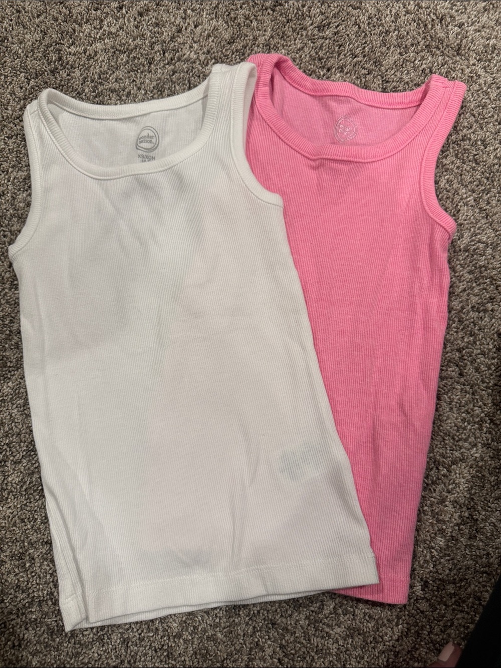 wonder nation White & Pink Ribbed Tank Tops - 2-Pack